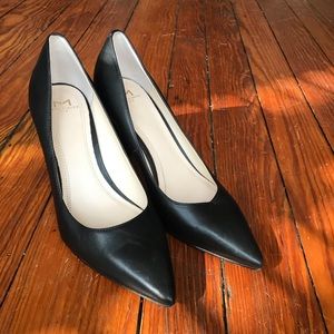 Marc Fisher Black Leather Block Heel Pumps Sz 5.5